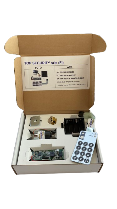 TOPJS KETDM3 KIT TRASFORMAZIONE DA 2 SCHEDE A MONOSCHEDA Scheda SMD+ tastiera+ spessori + motorino+ manovella+ staffa "L"+ portapile